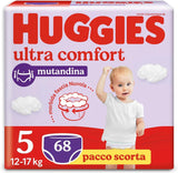 Huggies Ultra Comfort, trussebleer, størrelse 5 (12-17 kg), pakke med 68 trussebleer