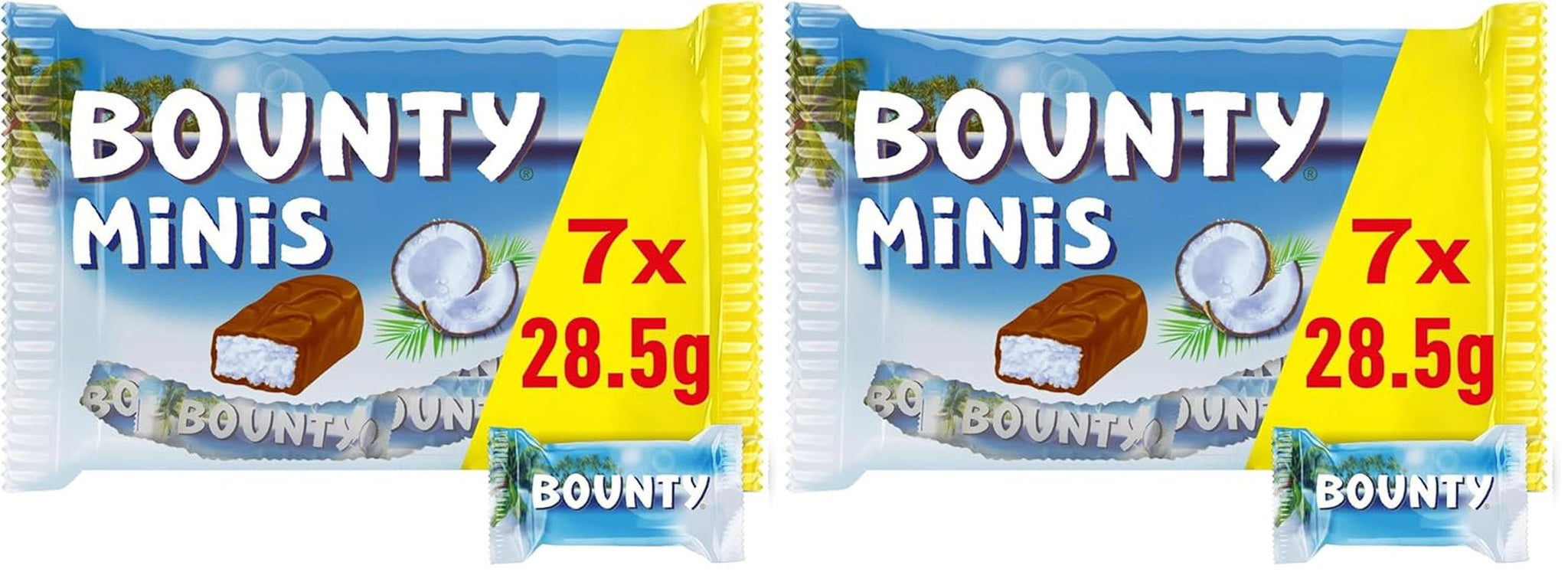 Bounty Minis Chokolade Bulk Pack, Fine Coconut Mini Chocolate Bars, 227 g, Chokolade Gave Idé, Chokolade Bulk Pack