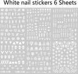 12 Blatt Nagelsticker Geometrisk Nagelaufkleber Selbstklebend Schwarz-Weißes Mysteriöses Dreieck Nail Art Sticker Dekoration Nageldesign Zubehör