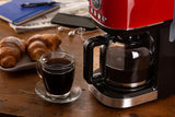 Ariete Moderna 1396 Filter Espressomaskine til fremstilling af amerikansk kaffe Op til 15 kopper Glaskaraffel Varmeplade LCD-skærm Aftagelige og vaskbare filtre Hvid