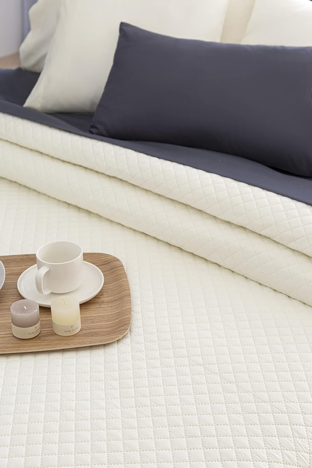 Todocama Fine Boutique sengetæppe Diamantmønster Forår Sommer Efterår Vinter 100% Ekstra blødt Microfiber Multifunktionelt Sengetæppe 105-200 X 260 cm Beige Senge og Tæpper Besuche den Todocama-Store