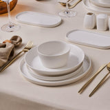 Karaca Stream Bone Bomo 12-personers servisesæt Elegant firkantet tallerkensæt Elegant hvidt porcelænsstel