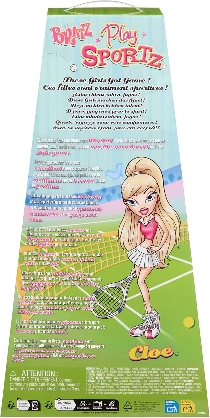 Bratz Play Sportz Cloe (Tennis) – modedukke med tilbehør
