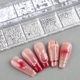 GZSY Nail Art Strasssteine ​​Nagel Perlen Weiß 12Raster Nagel Charms Nageldesign Tilbehør Perle Nail Art