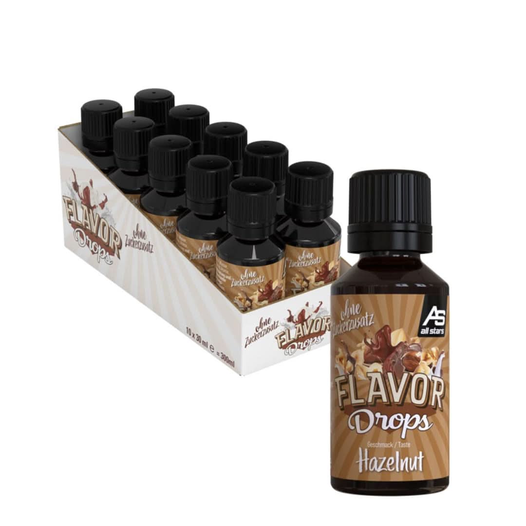 ALL STARS Smagsdråber, Smagsdråber uden tilsat sukker og uden kalorier - Sødme og smag til mad, 30 ml Sødestoffer Naty Shop Nuts 10 x 30 ml