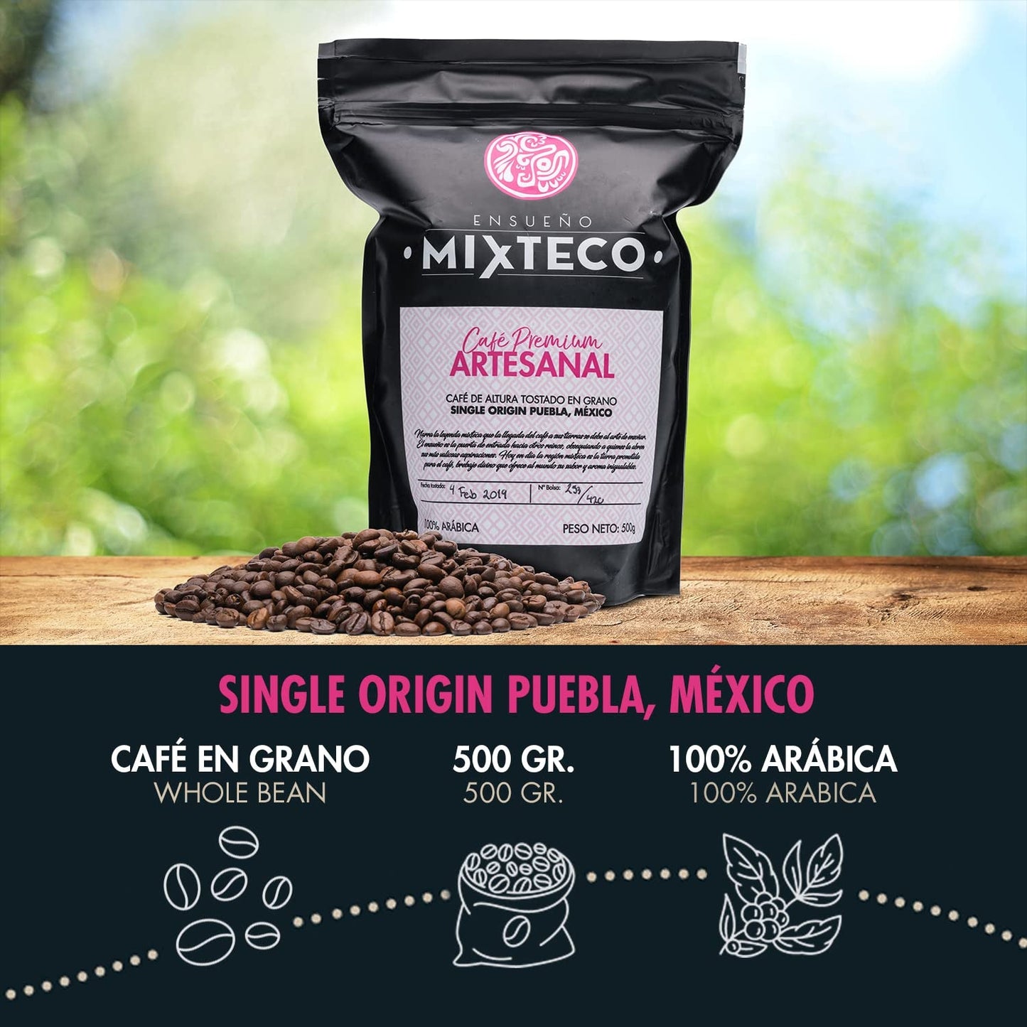 Brændte Arabica kaffebønner | 500 g med strejf af kakao og mandler | Fra en traditionel kafferister | Delikat smag