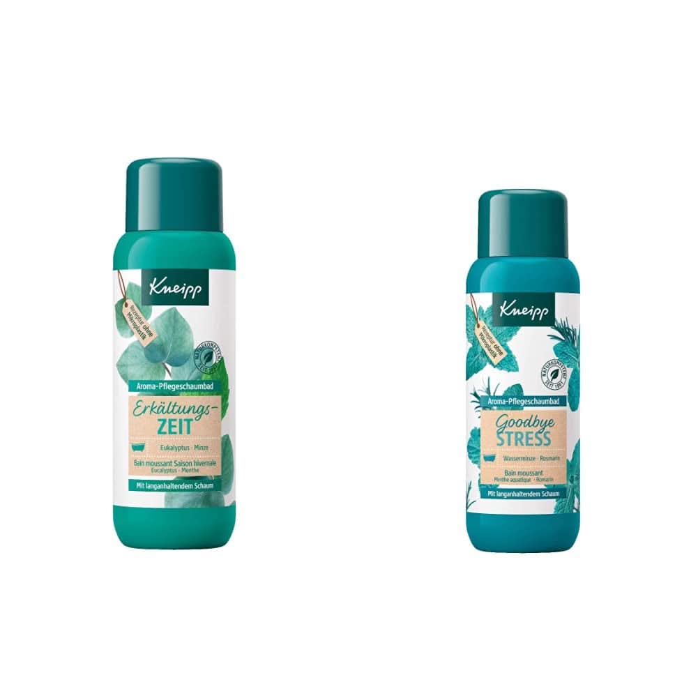 Kneipp Aroma Foam Bath Cold Season, badetilsætningsstof med naturlige æteriske olier af eukalyptus og mynte, 400 ml bruser og bad Naty Shop Goodbye Stress Foam Bath Pack