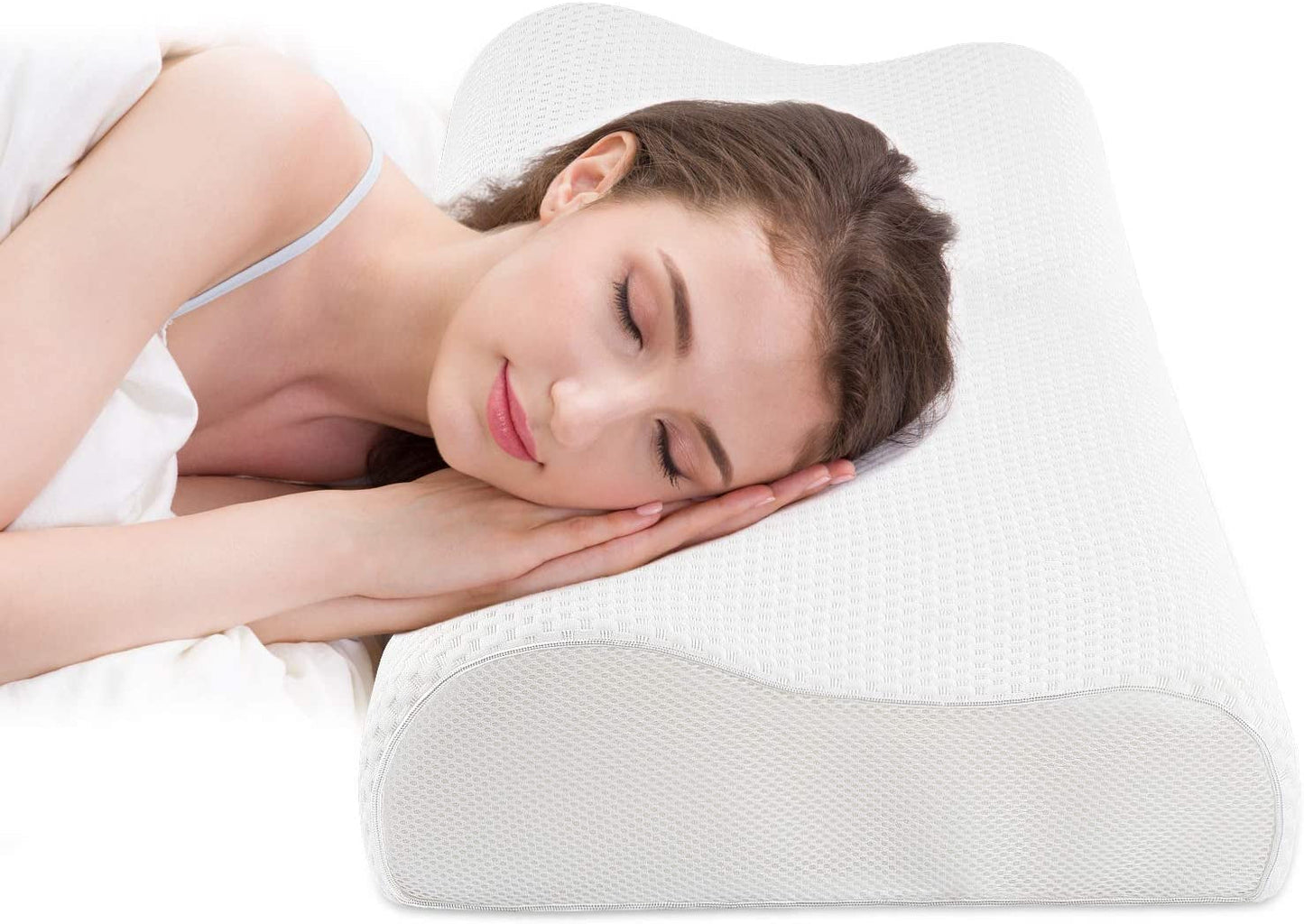 Fityou Memory Foam Pude Nakkestøttepude Ergonomisk Sovepude Kølepude Dobbeltsidet design Vaskbart pudebetræk (67,5X40X13Cm) Cervikale ortopædiske puder Naty Shop Pure White 60X35X9/11Cm