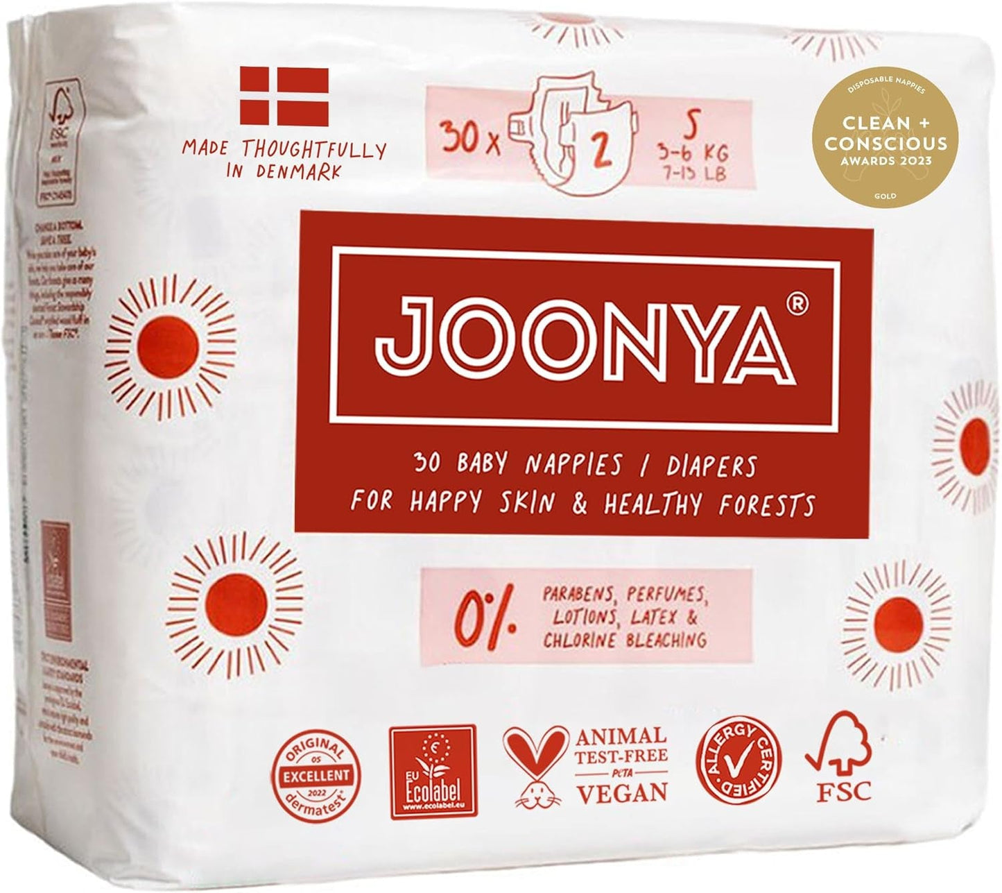 Babybleer, størrelse 3M (4-8 kg) - 1 pose med 28 - Ingen skadelige stoffer, miljøvenlig, højabsorberende, velegnet til natbrug, ultratynde og bløde - Fremstillet i Danmark
