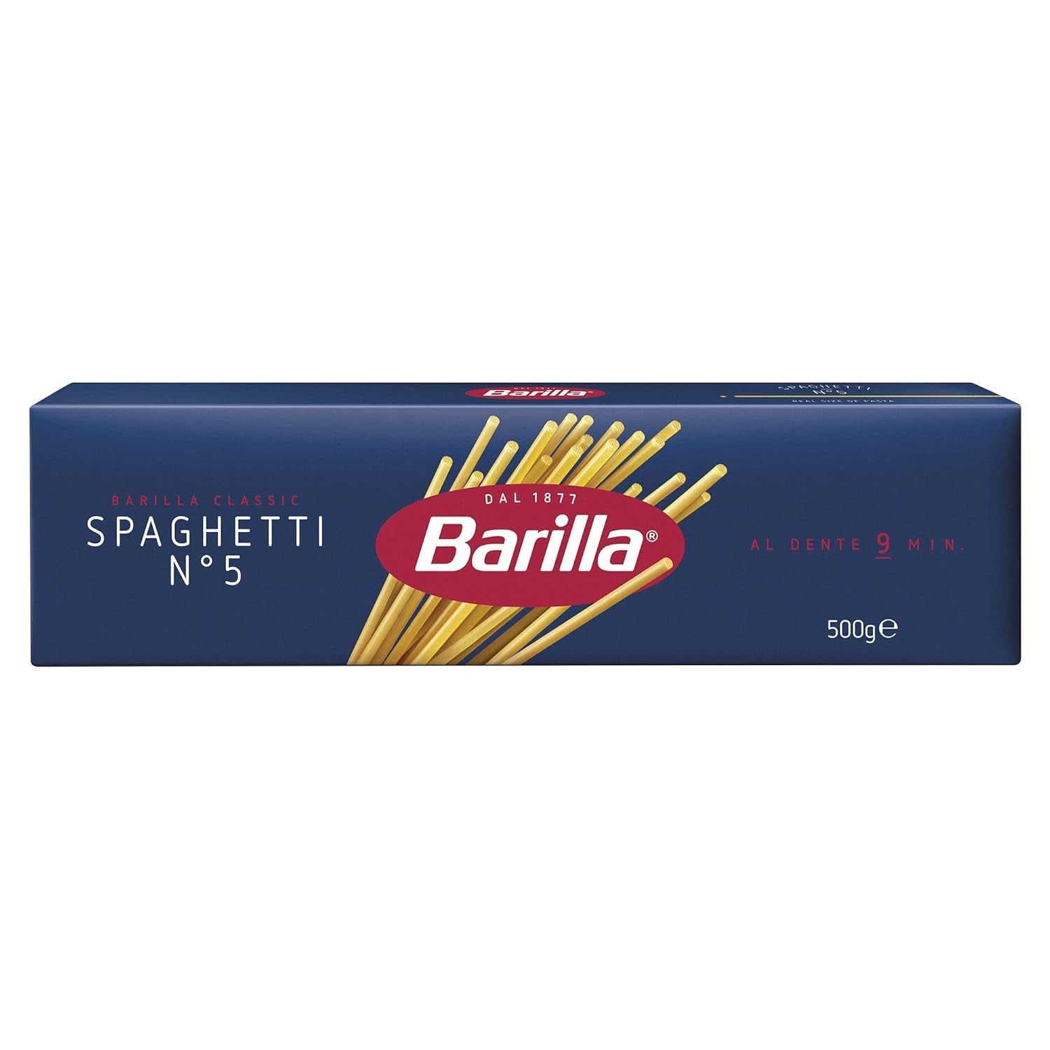 Barilla Pasta Klassische Spaghetti n.5 fra højkvalitets Hartweizen immer al dente, (1 x 500 g), smagløs