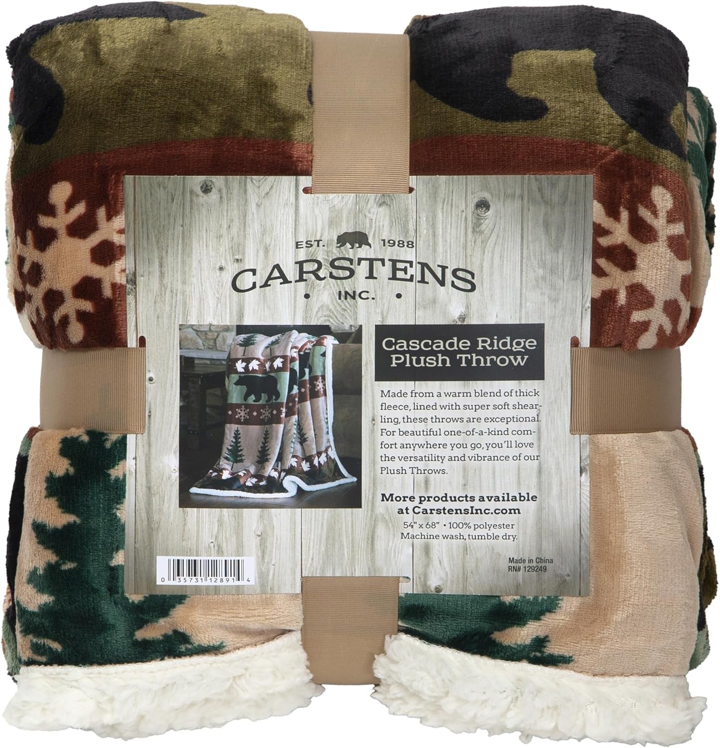 CARSTENS, INC. Wrangler Ultra Premium strøtæppe, superblødt, sherpa-fleece, overdimensioneret, 137,2 X 172,7 cm, Southwest Horizon senge og tæpper Carstens, Inc. Cascade Ridge