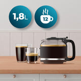 Cecotec Coffee 66 Grind & Drop Essential dryp kaffemaskine. 1086 W, Klingesliber, Op til 12 kopper, Ekstrem Aroma-teknologi, Digital, Rustfrit Stål, Auto-Sluk.