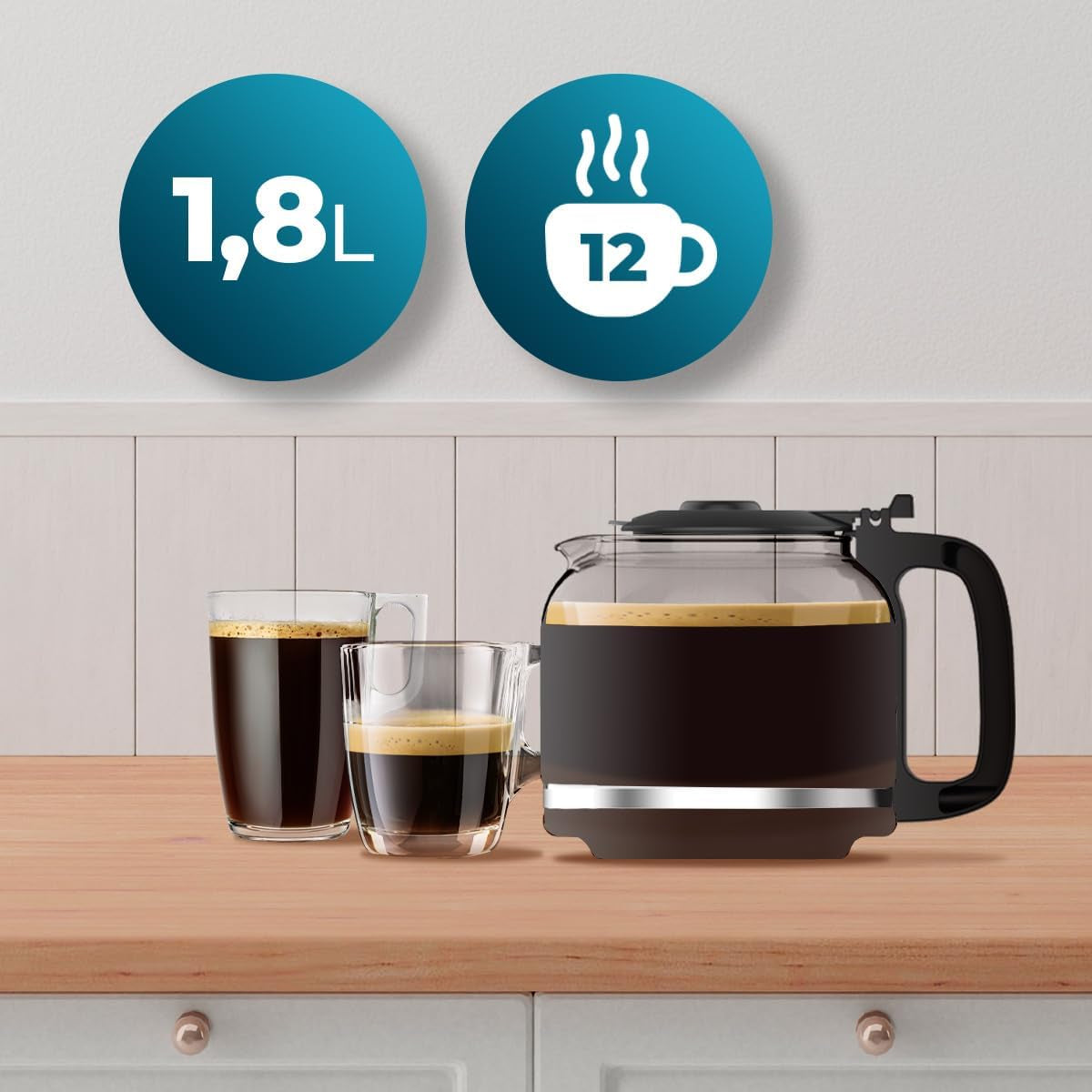 Cecotec Coffee 66 Grind & Drop Essential dryp kaffemaskine. 1086 W, Klingesliber, Op til 12 kopper, Ekstrem Aroma-teknologi, Digital, Rustfrit Stål, Auto-Sluk.