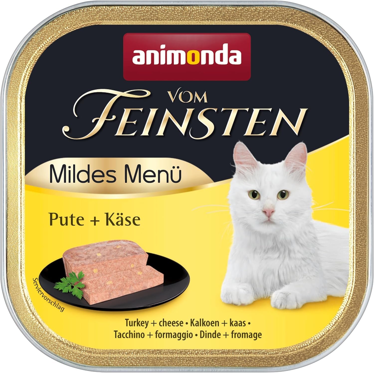 animonda vom Feinsten Mild Menu Mild Variety (32 x 100 g), kornfri, sukkerfri våd kattefoder, letfordøjeligt foder med kalkunkød
