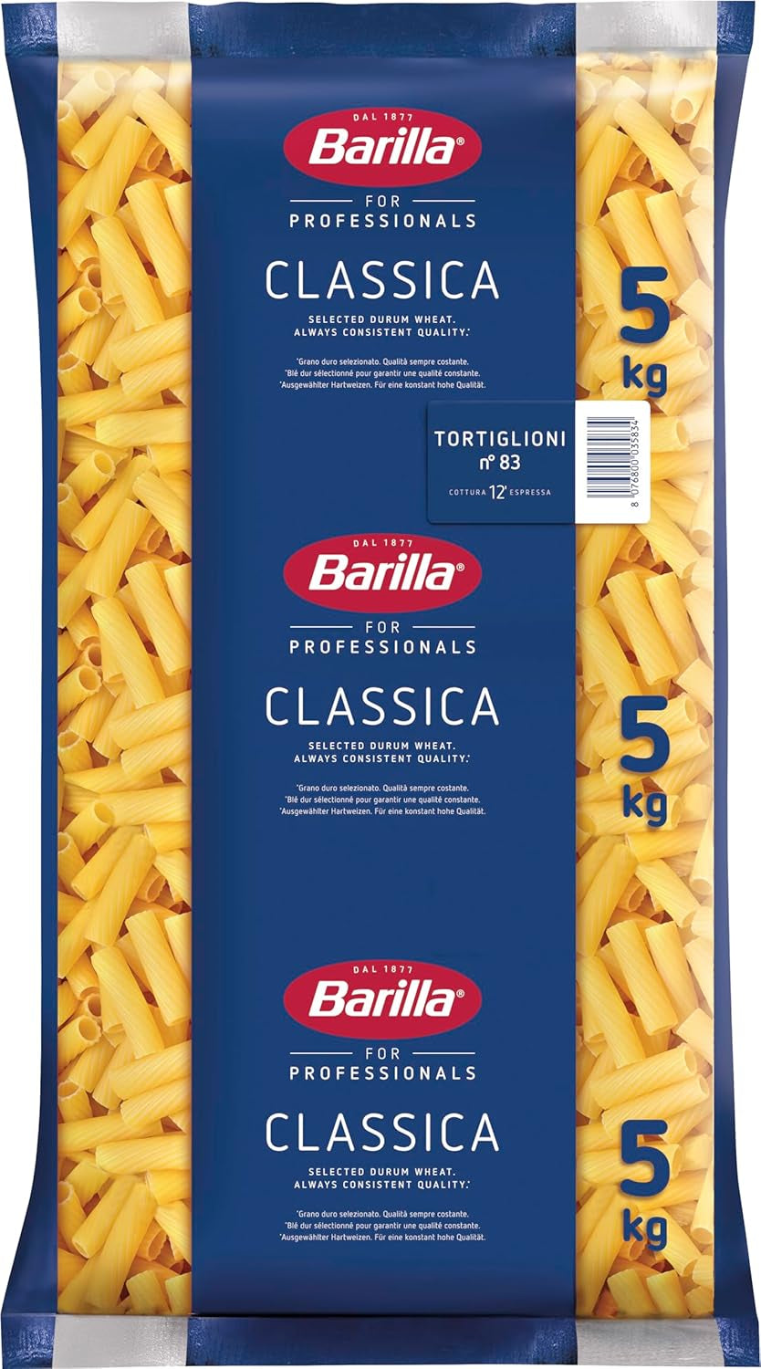 Tortiglioni Barilla durumhvede pasta n. 83 – Pakke med 1 (1x5 kg)