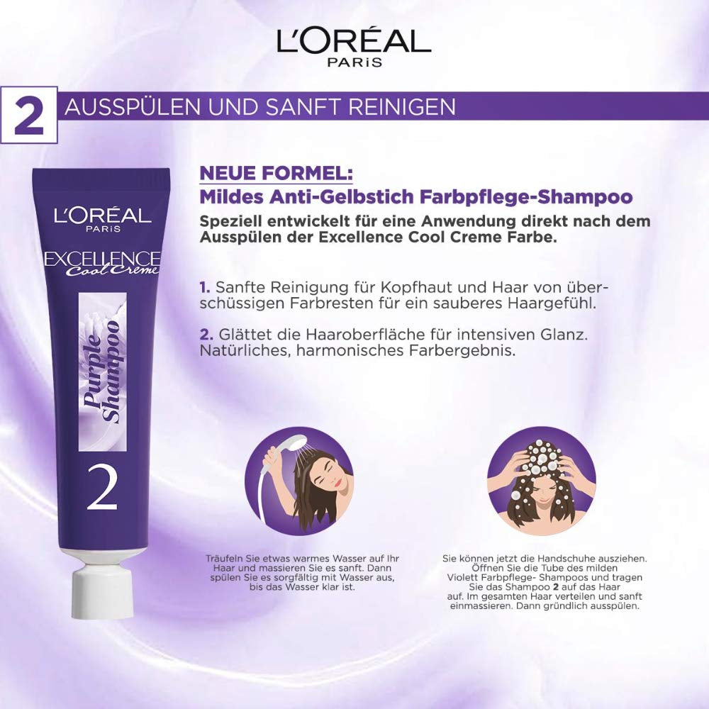 L'Oréal Paris Permanent hårfarve med ultra cool farveresultat, 100% dækning af gråt hår, sat med farve, shampoo og plejecreme, Excellence Cool Creme, nr. 7.11 Ultra cool medium blond (blond) Naty Shop hårfarve