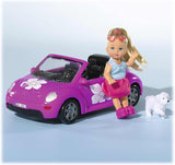 Simba 105731539 - Evi Love Beetle Evi's, Evi med bil, bil: 22 cm, med hund, modedukke, 12 cm, til børn fra 3 år og opefter