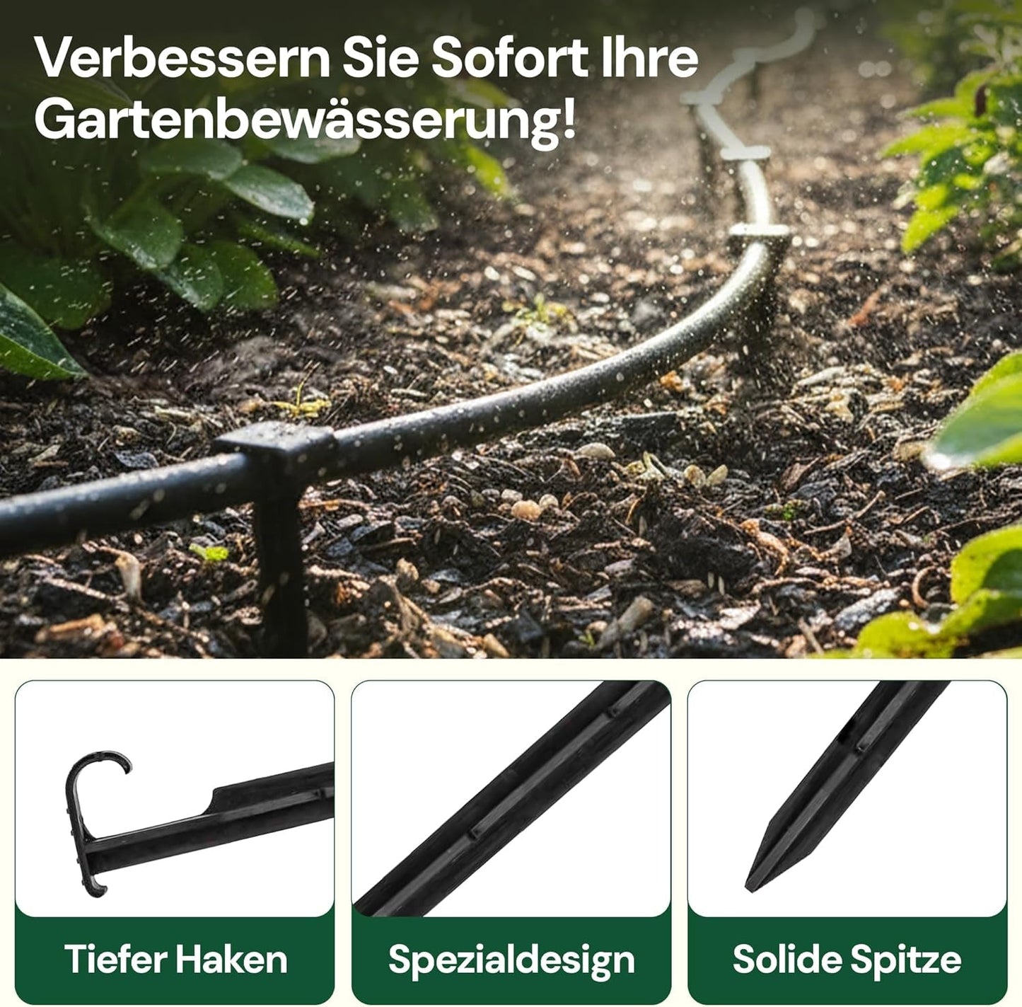 GARDENIX AquaPIN Haveslangeanker, 50 stykker, jordpæl, fikseringsanker til drypslange, vandingsslange, tilslutningsgaffel