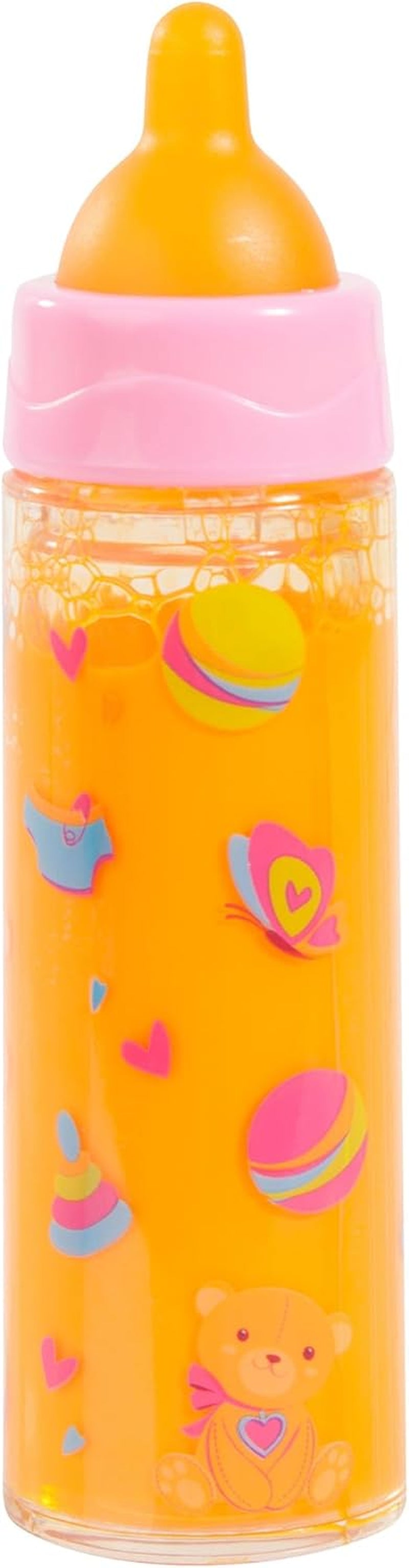 Bayer Design 79201AE magisk flaske, mælkeflaske, drikkeflaske, dukketilbehør, hvid og orange