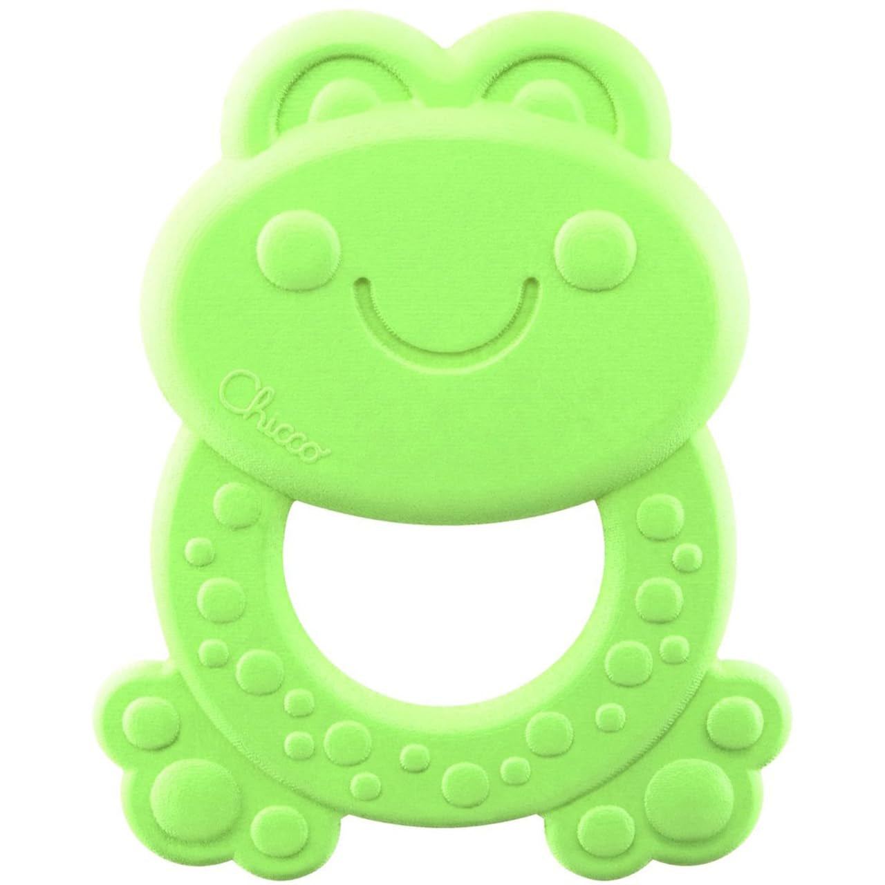 Chicco ECO+ Teething Ring Frog, Bidring til nyfødte med pigge, Fremstillet af blød bioplastik, Børnelegetøj til nyfødte og børn fra 3 til 18 måneder