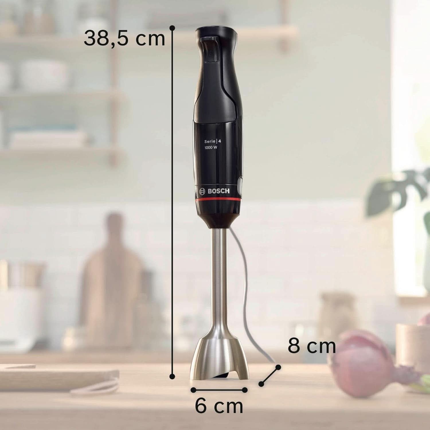 Bosch Standmixer Ergomaster Serie 4, 1000 Watt, Edelstahl-Mixstab, Zerkleinerer, Mix-/Messbecher, Schwarz Kitchen Naty Shop