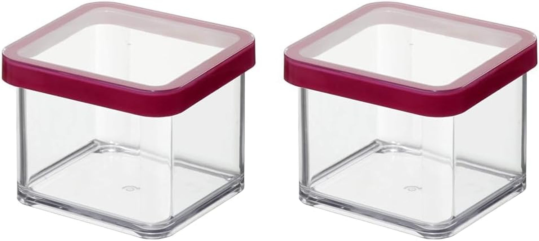 Rotho Loftsæt med 5 opbevaringskrukker med låg, forskellige størrelser, BPA-fri fødevaregodkendt plast (PP) Klar/rød, (21,4 x 21,4 x 23,5 cm) Naty Shop-madopbevaringsbokse 0,5 l firkantet (pakke med 2)