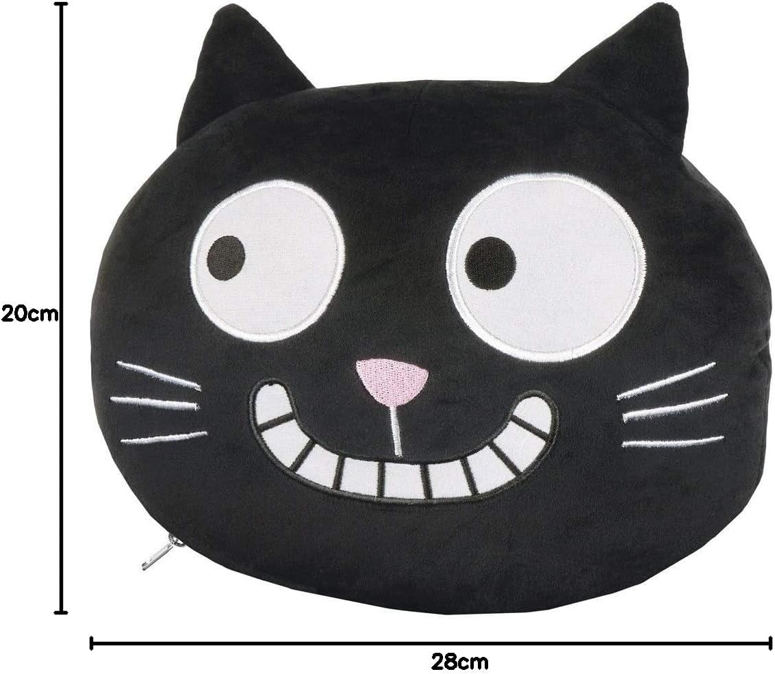 Moses nakkepude. Ed, Katten | 2-i-1 nakke- og hovedpude til rejser | Katterejsepude, 28 cm, Sort