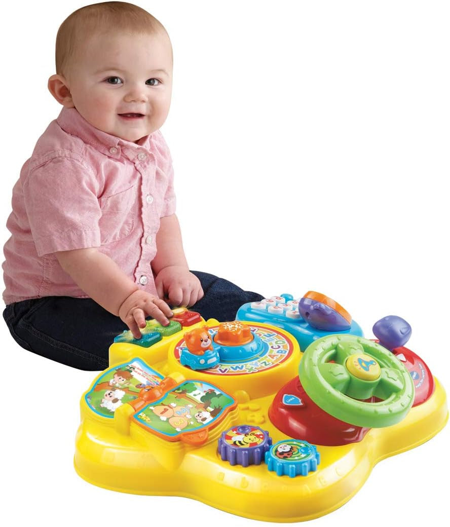 VTech Baby Adventure Legebord - Farverigt legebord til babyer med 6 spillebaner og interaktive elementer & Baby My First Song Book 6-siders farverig bog og bevægelige elementer til leg Bebe Toys Naty Shop
