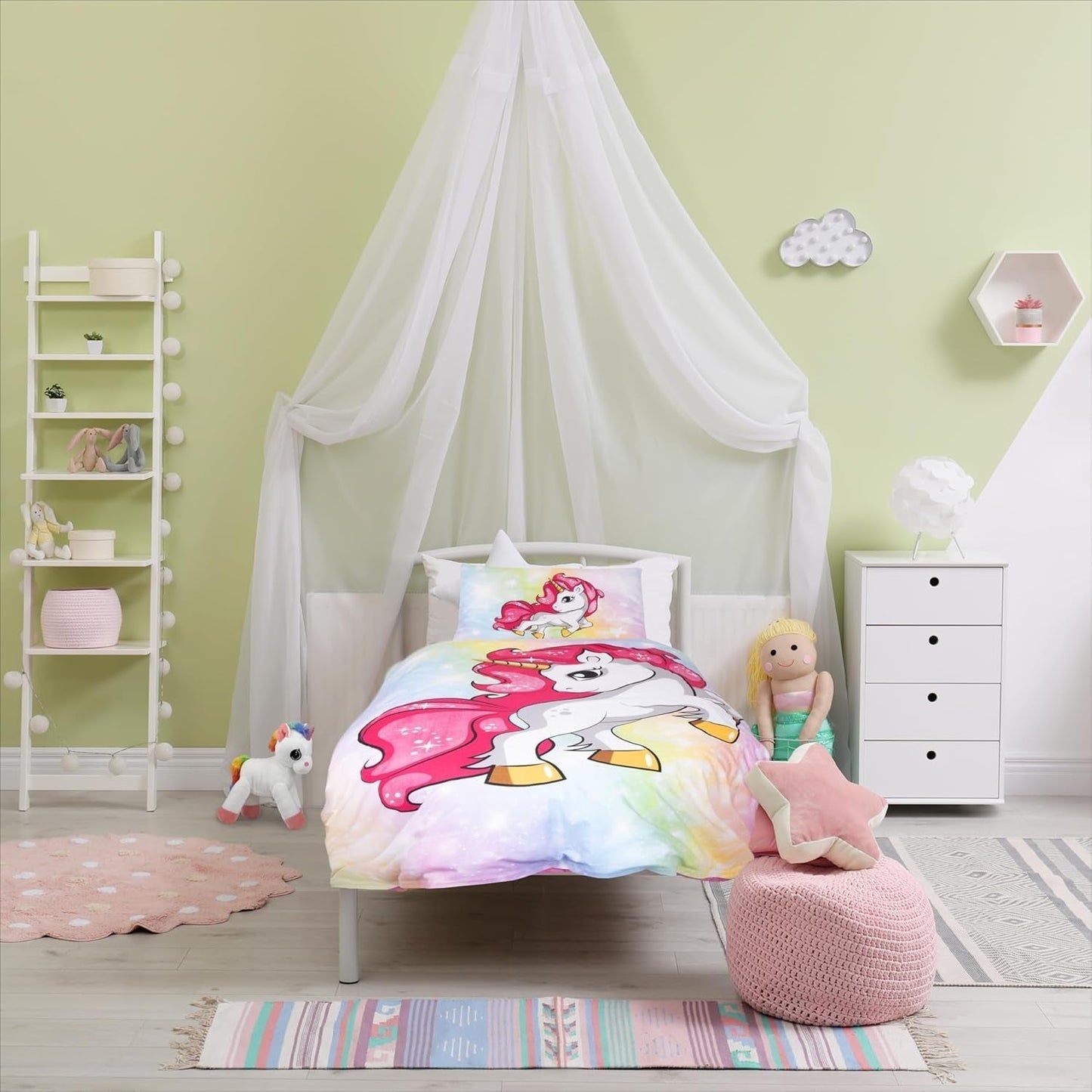 Sengetøj til piger, Unicorn, 100 x 135 cm og 40 x 60 cm, bomuld Sengetøj - børn Naty Shop