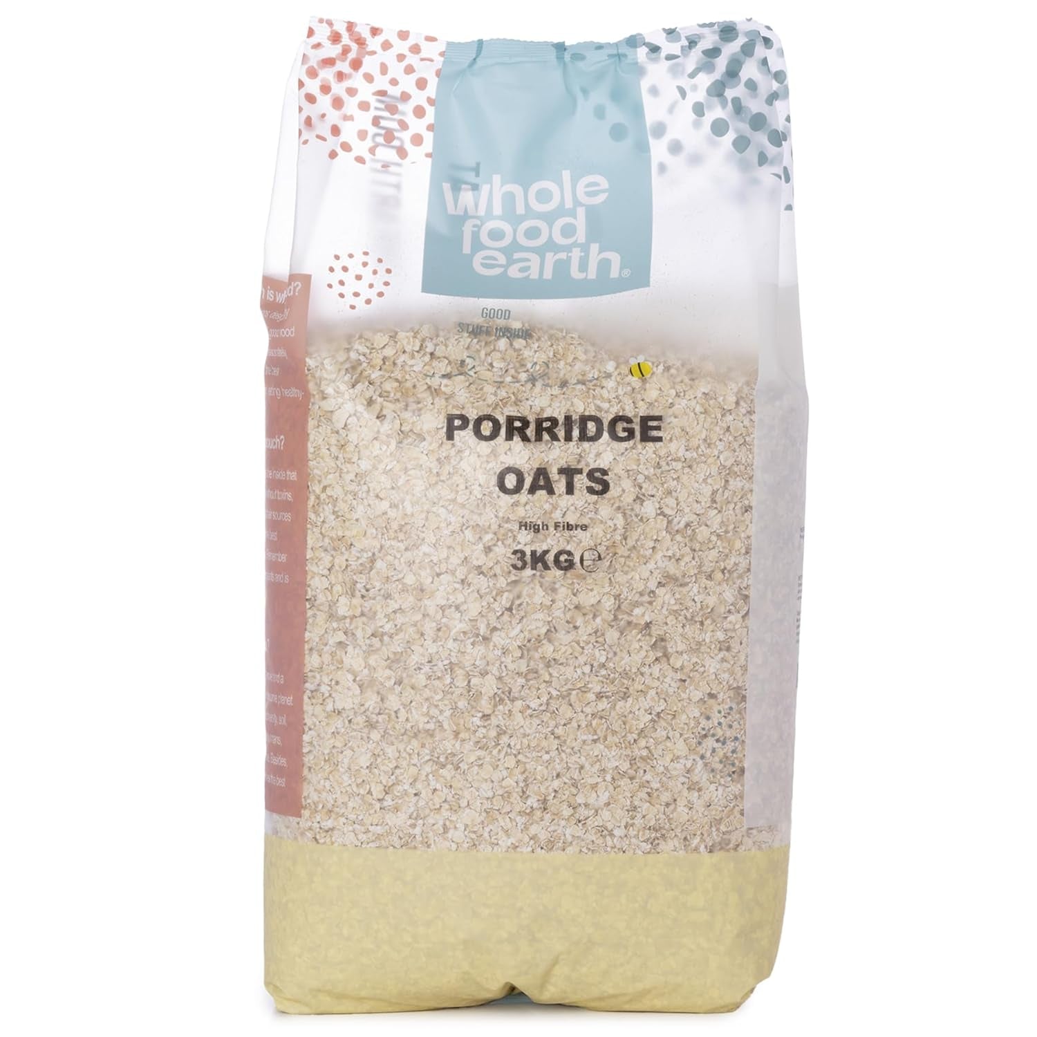 Wholefood Earth - Økologisk Havregrød 3 kg | Ikke-GMO | Vegansk | Rig på fibre