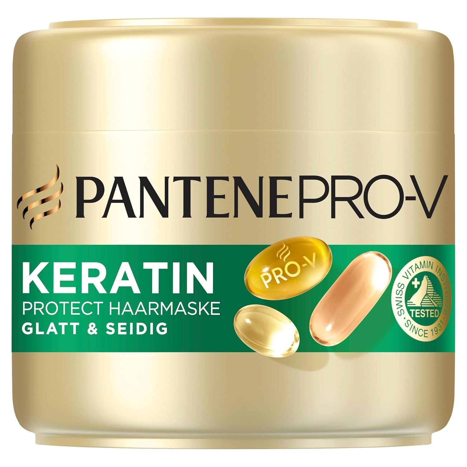 Pantene Pro-V Smooth & Silky Keratin Protect Hair Mask 500ml til krøllet og tørt hår, Op til 72 timers glat og skinnende hår i en enkelt påføring, Med Pro-V formel og Active Nutri-Plex Hair mask Naty Shop Hair mask (300ml)
