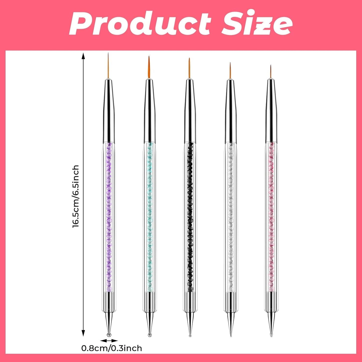 5 Stück Nail Art Pinsel Sæt Dotting Tool Nailart Pinsel Nageldesign Dotting Pen Strass Professionel Acryl Feinmalerei Nail Art Design