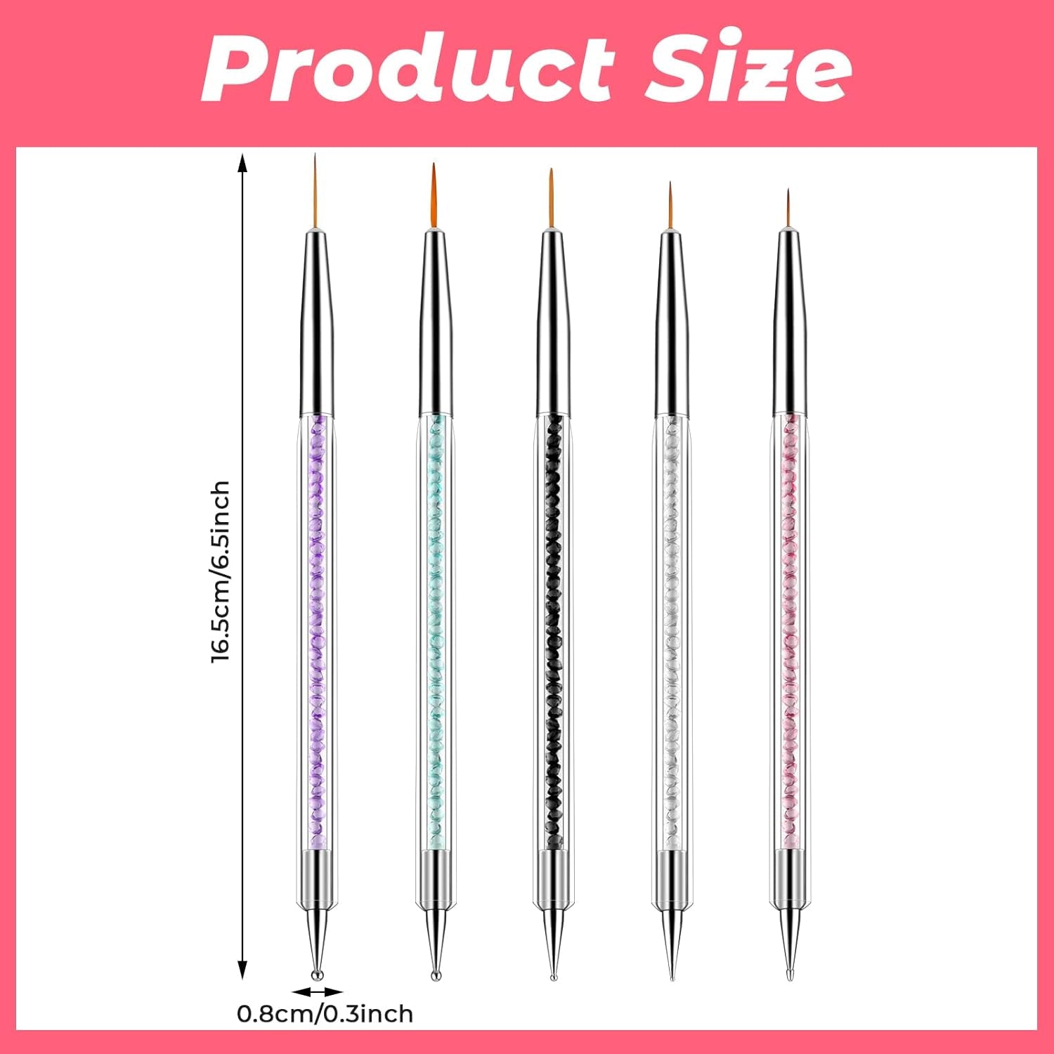 5 Stück Nail Art Pinsel Sæt Dotting Tool Nailart Pinsel Nageldesign Dotting Pen Strass Professionel Acryl Feinmalerei Nail Art Design