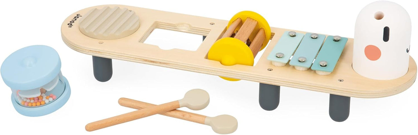 Janod - Sweet Cocoon musiknumre - 5 musikalske aktiviteter for børn - Tidlig musikalsk uddannelse - FSC trælegetøj - Fra 12 måneder, J04058 Baby Toys Naty Shop