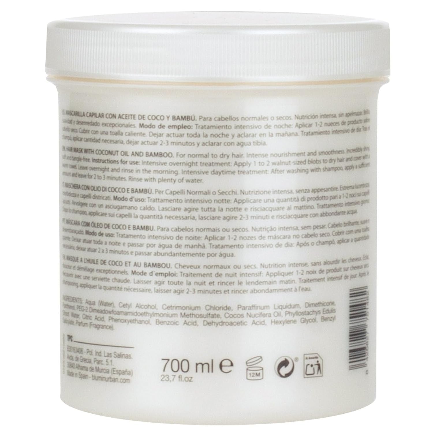 Urban maske med kokosolie og økologisk bambus, 700 ml Naty Shop hårmaske