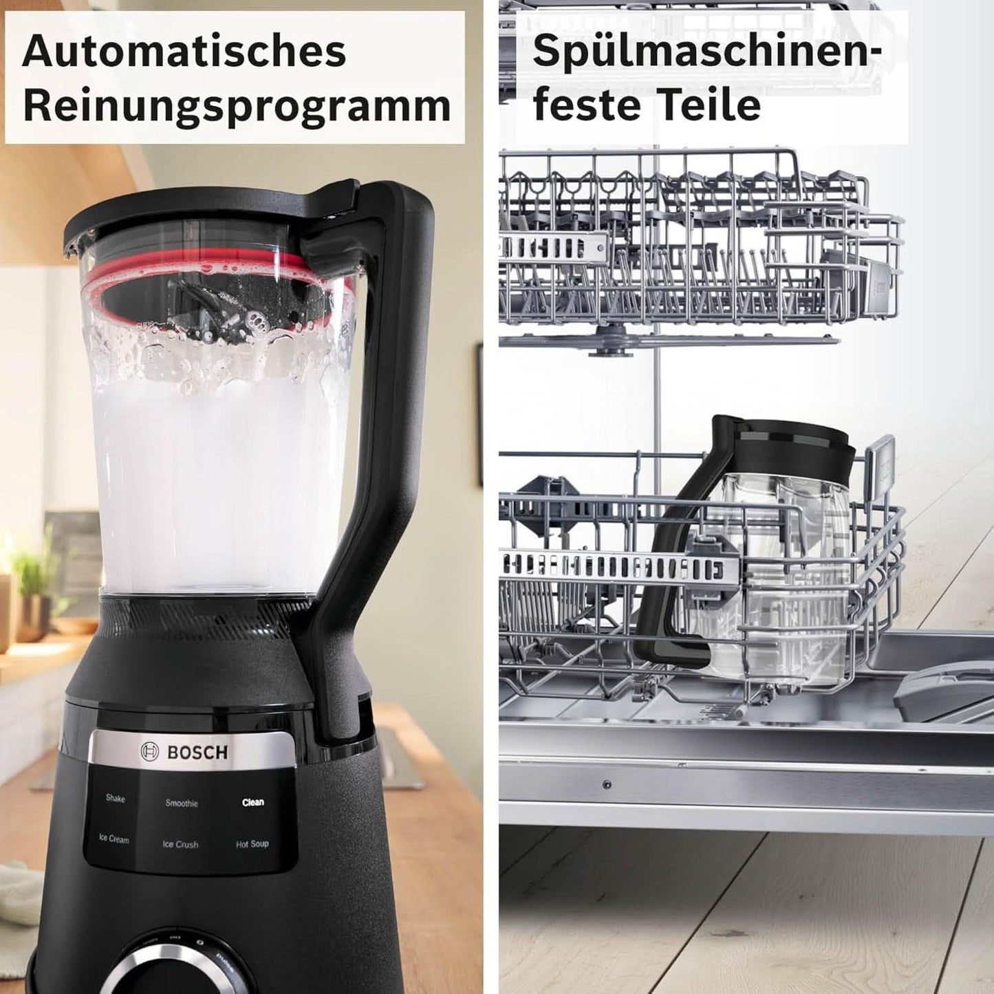 Highspeed-Standmixer Vitapower Serie 6 MMBD665B1, 45.000 U/Min, 6 Programmer Inkl Heiße Suppe & Reinigung, 2 L Mixbehälter, Stopfer, Spülmaschinenfeste Teile, Made in Europe, 1800W, Schwarz Kitchen Naty Shop