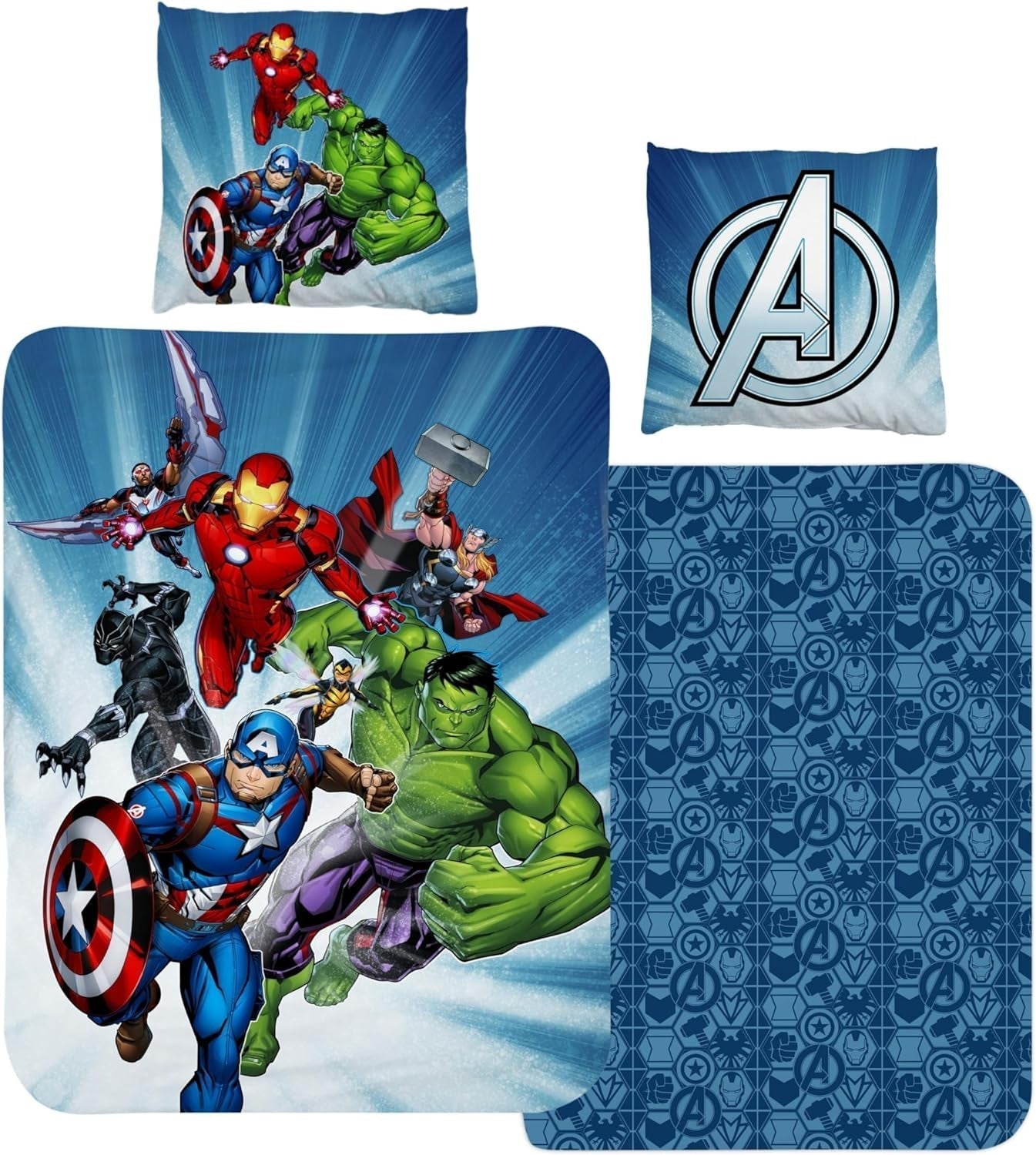 Børnesengetøj, forskellige tegneseriefigurer, 100% bomuld Sengetøj - børn Naty Shop Avengers