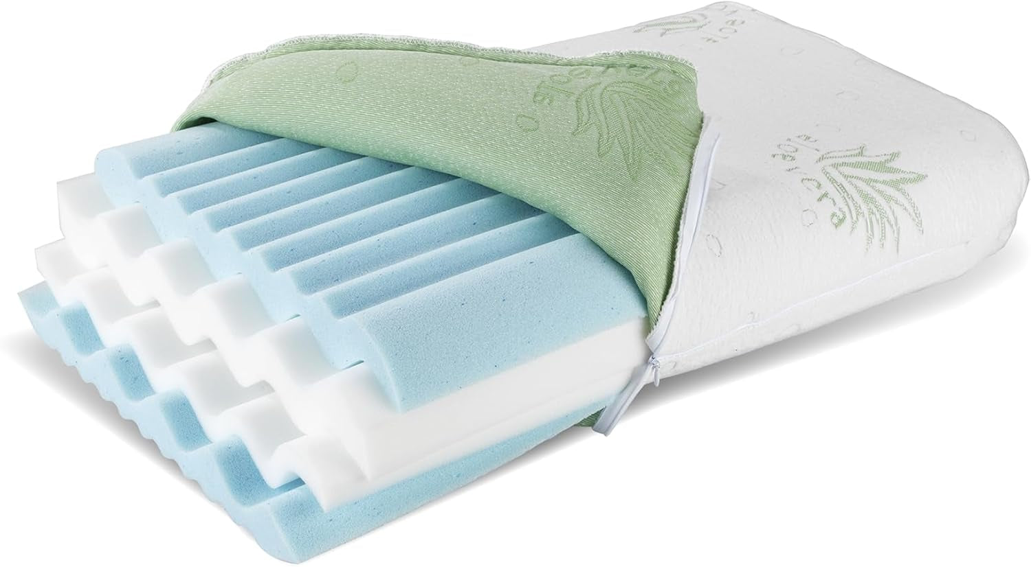 Maximex visco nakkestøttepude, Åndbar støttepude med ergonomisk skumfyld, Højde- og højdejusterbar nakkestøttepude for en afslappende søvn, Med aloe vera Naty Shop standardpuder