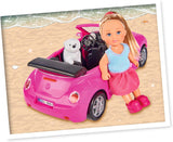 Simba 105731539 - Evi Love Beetle Evi's, Evi med bil, bil: 22 cm, med hund, modedukke, 12 cm, til børn fra 3 år og opefter