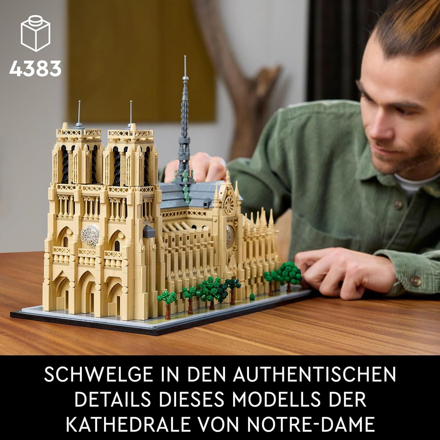 LEGO Architecture Notre-Dame De Paris, Voksen Samlerobjekt, Frankrig Souvenir, Gave til Kvinder, Mænd, Globetrottere og alle historieentusiaster, Arkitektonisk model 21061 Byggesæt Besuche den LEGO-Store