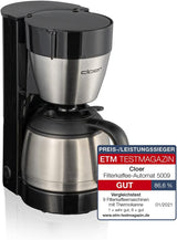 Cloer 5009 Hold Warm Filter Espressomaskine til op til 8 kopper 800W med isoleret rustfri stålkaraffel 1x4 filterkop Sort