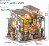 Robotime DG145 Rolife Emily's Flower Shop Miniature dukkehus Lavet af træ, metal, stof og pap, Mål: 22 X 15 X 17 Cm, Naty Shop dukkehuse