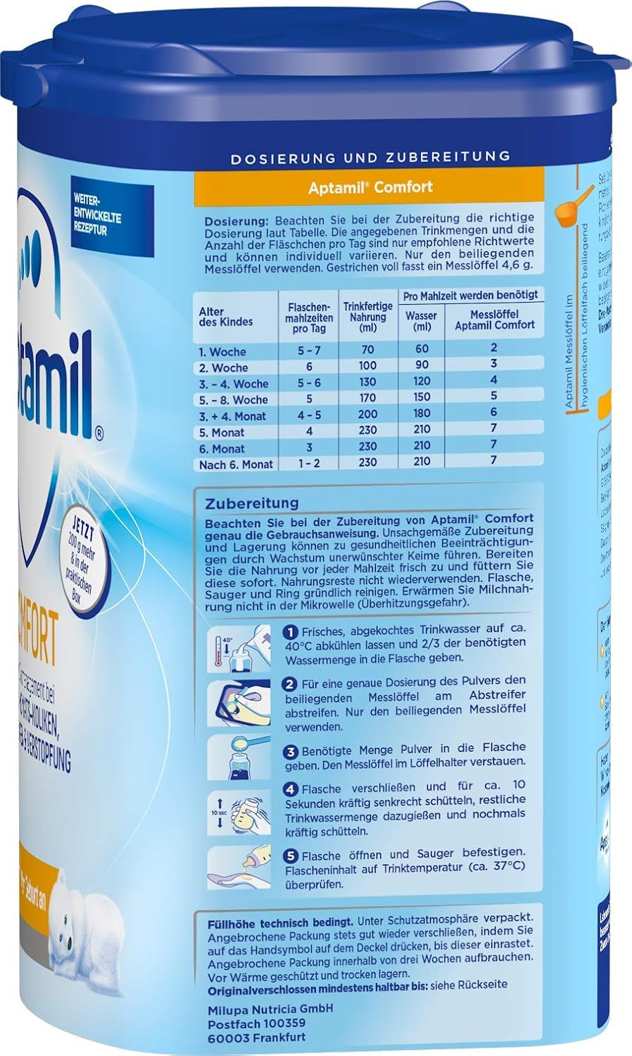 Aptamil Comfort – Speciel mad fra fødslen, mod kolik, luft i maven og forstoppelse, 800 gram Naty Shop