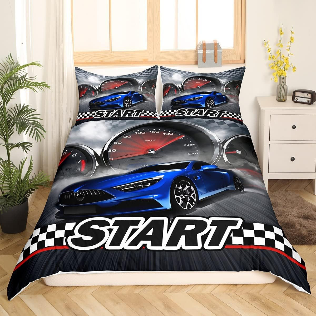Jungen Cartoon Auto Sengetøj Sæt 135X200,Kinder Bau Fahrzeuge Tröster Abdeckung Für Kind Kleinkind Teens,Dinosaurier Bettbezug,Traktor Maschinerie Bagger Bettdecke Abdeckung,Lkw Autos Bedtuchen Naty Shop Multi 5 135*200+80*80*1
