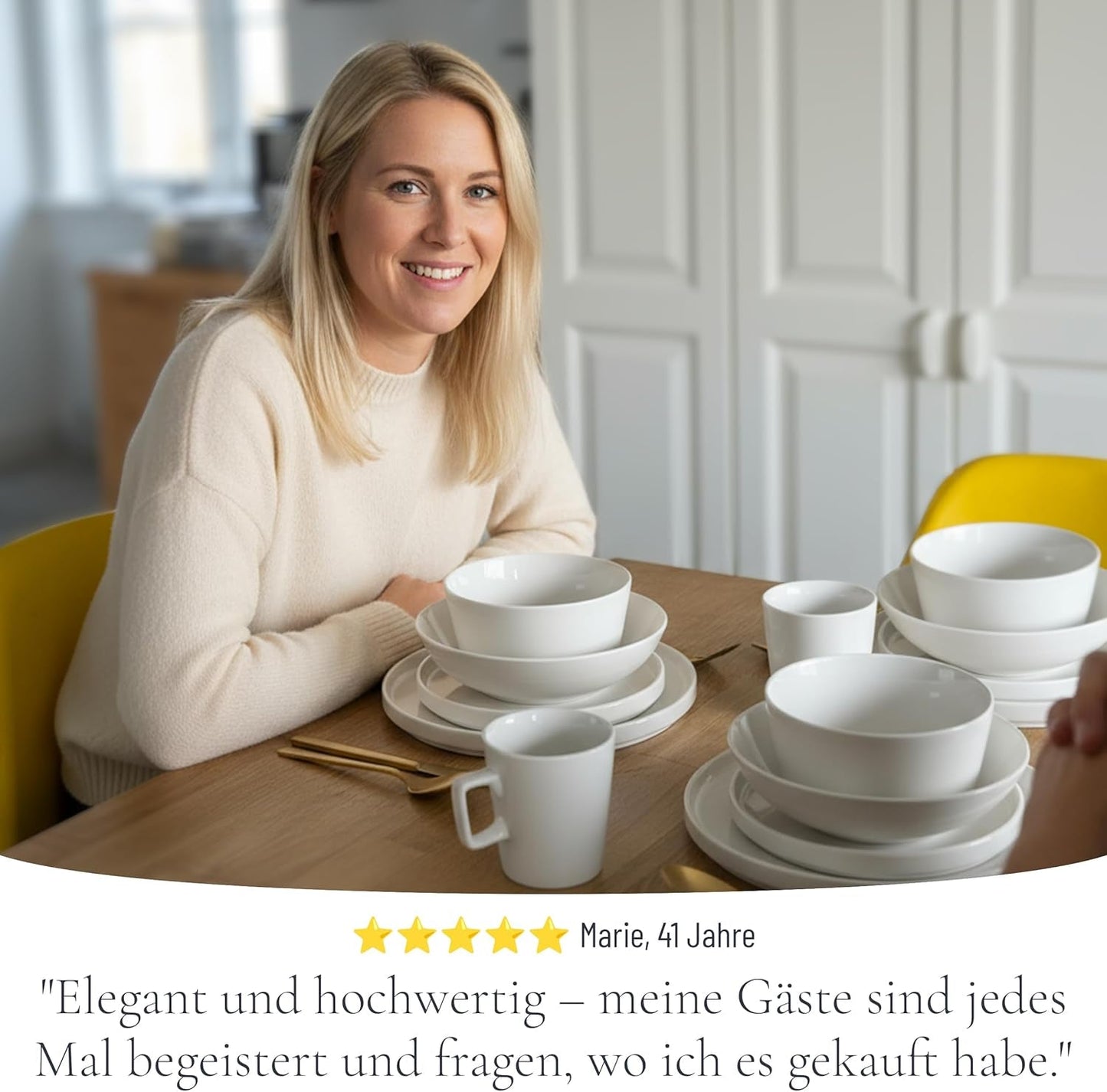 Krystal 48 dele porcelænsservisesæt TESTVINDER Klart porcelænsservisesæt Skåle og tallerkner Middagsservice til 12 Pure Living servisesæt i hvid