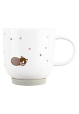 Sterntaler porcelænsstel rustikt design - skridsikker og aftagelig silikonebundt porcelænsstel - Baby & børnestel med tallerken, 400 ml skål og 200 ml krus, hvid