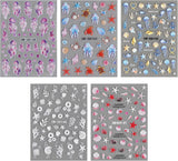 5 stk. 5D prægede negle-klistermærker Ocean-mønster negle-charles Ocean sommer-negle-klistermærker Skaller Havdyr Søde negledesign-klistermærker Negledesign-tilbehør