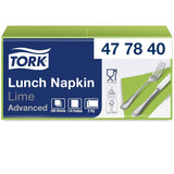 Tork 477840 Lime frokostservietter / 2-lags servietter til små måltider eller snacks / Avanceret kvalitet / 10 X 200 (2000) Papirservietter / 32,6 X 33 cm (L X B) / 1/4 fold