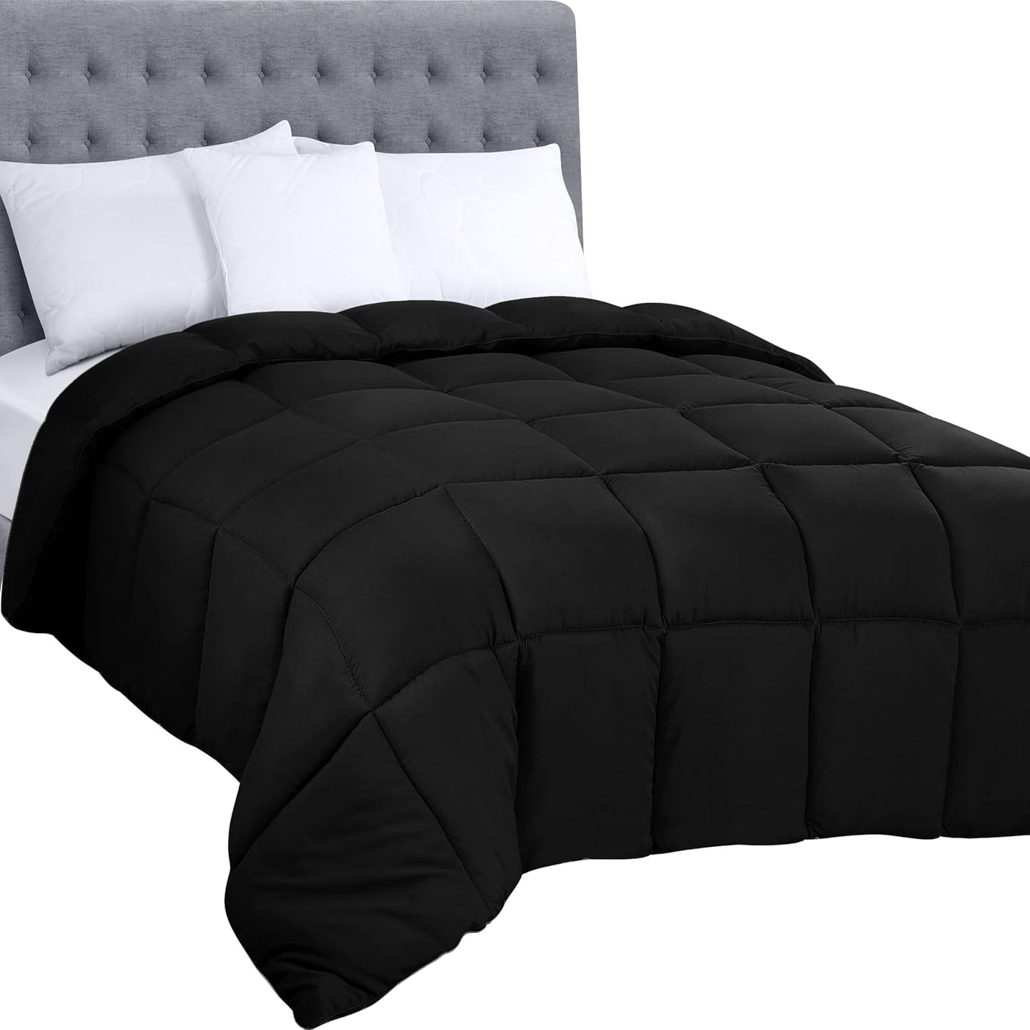 Utopia Sengetøj All Season Dyne 250gsm Plys Silikoniseret Fiber Fyld Dobbeltseng Syet i æske (Dobbelt XL Lysegrå) Naty Shop Dyner & Dyner Sort King (1 Pakke)