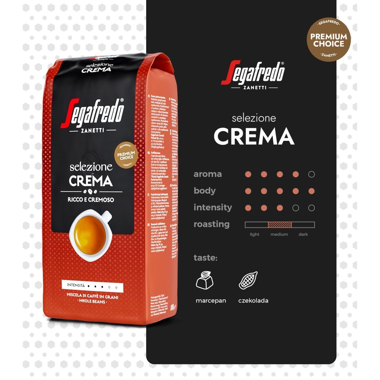 Segafredo Zanetti Selezione flødebønner, pakke med 6 (1 x 1 kg)